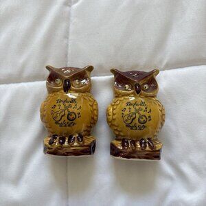 Vintage Salt & Pepper Shakers Nashville Music City Ceramic Owls Made In Japan‎